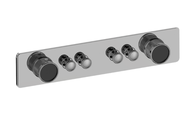 Graff - Riva Traditional 4-Button Split Knob Diamond Knurl Horizontal Trim