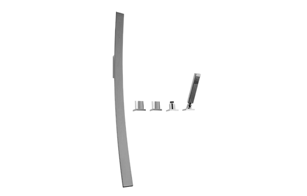 Graff - Luna Wall-Mounted Tub Filler w/Deck-Mounted Handles/Handshower Set