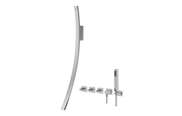 Graff - Luna Wall-Mounted Tub Filler w/Wall-Mounted Handles & Handshower Set