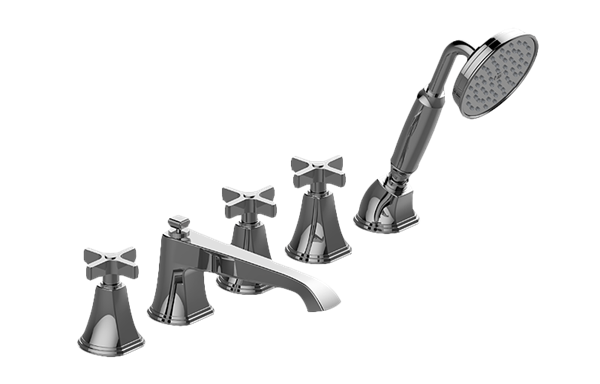 Graff - Finezza UNO Roman Tub Set w/Handshower w/Cross Handle (Rough and Trim)