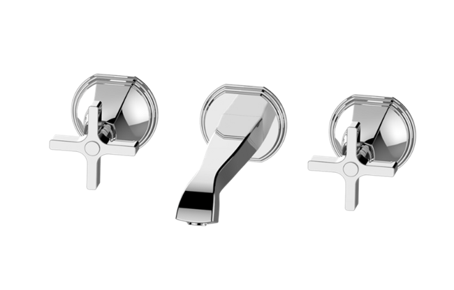Graff - Finezza UNO Three-Hole Wall-Mounted Tub Filler with 7-1/2 Inch spout - Trim Only