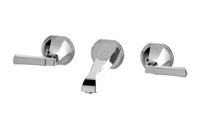 Graff - Finezza UNO Three-Hole Wall-Mounted Tub Filler with 7-1/2 Inch spout - Trim Only