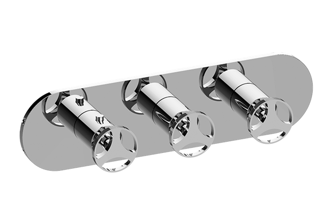 Graff - Harley Round M-Series Valve Trim with Three Handles (Horizontal Orientation)