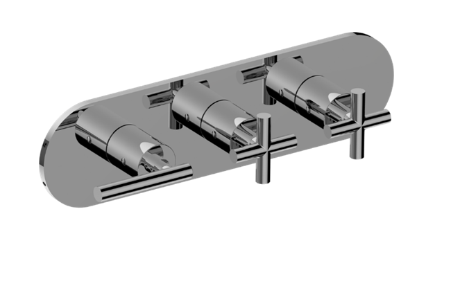 Graff - M.E./Terra Round M-Series Valve Trim with Three Handles (Horizontal Orientation)