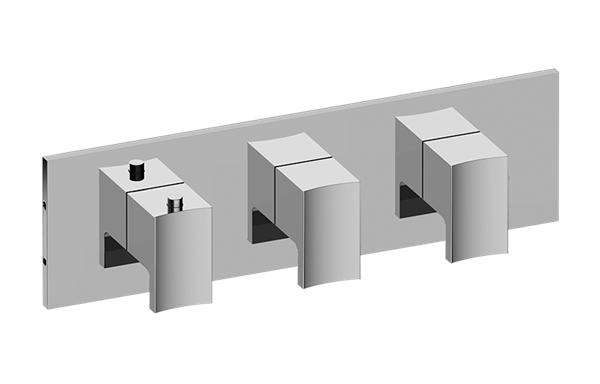 Graff - Sade/Targa Square M-Series Valve Trim with Three Handles (Horizontal Orientation)