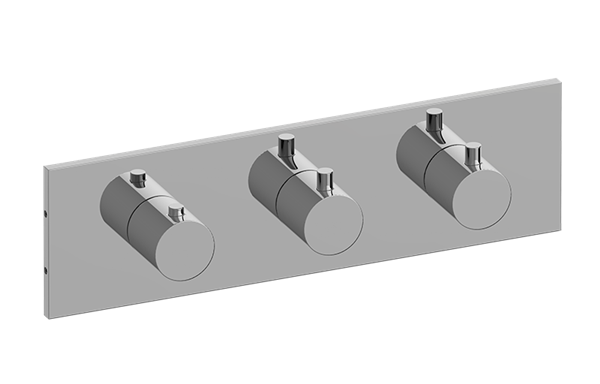 Graff - M.E. Square M-Series Valve Trim with Three Handles (Horizontal Orientation)