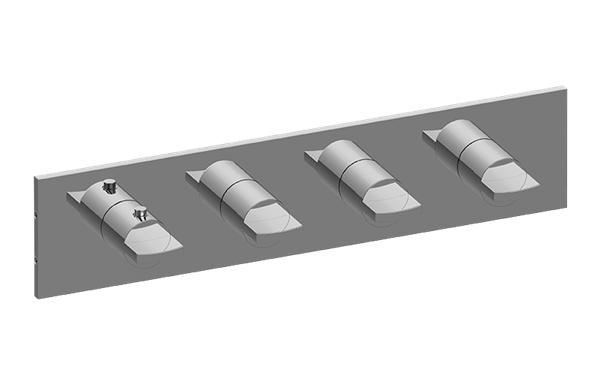 Graff - Sade/Targa Square M-Series Valve Trim with Four Handles (Horizontal Orientation)