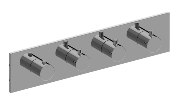 Graff - M.E. Square M-Series Valve Trim with Four Handles (Horizontal Orientation)