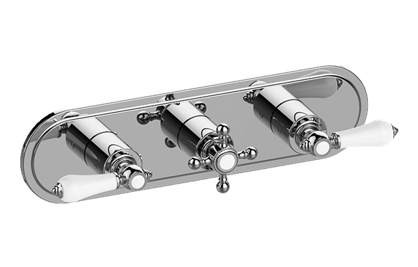 Graff - Adley Traditional M-Series Valve Trim with Three Handles (Horizontal Orientation)