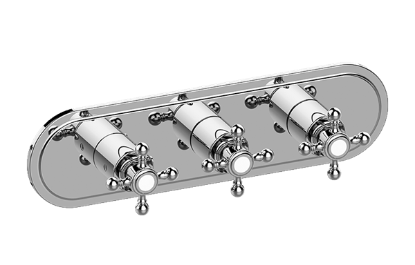 Graff - Adley Traditional M-Series Valve Trim with Three Handles (Horizontal Orientation)