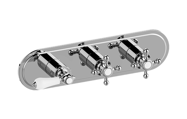 Graff - Adley Traditional M-Series Valve Trim with Three Handles (Horizontal Orientation)