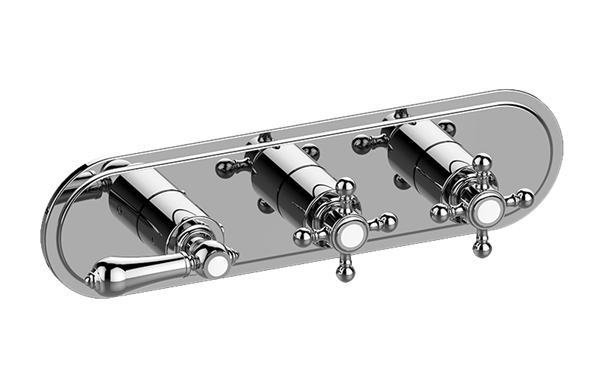 Graff - Adley Traditional M-Series Valve Trim with Three Handles (Horizontal Orientation)