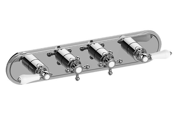 Graff - Adley Traditional M-Series Valve Trim with Four Handles (Horizontal Orientation)