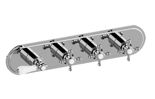 Graff - Adley Traditional M-Series Valve Trim with Four Handles (Horizontal Orientation)