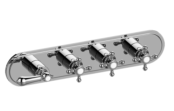 Graff - Adley Traditional M-Series Valve Trim with Four Handles (Horizontal Orientation)