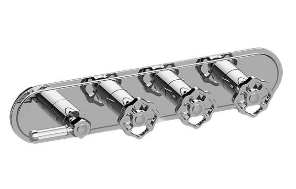 Graff - Vintage Traditional M-Series Valve Trim with Four Handles (Horizontal Orientation)
