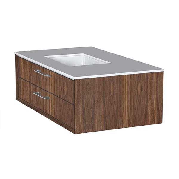 Lacava - Gemelli Cabinet Of Wall-Mount Under-Counter Vanity Featuring One Drawer And Solid Surface Countertop