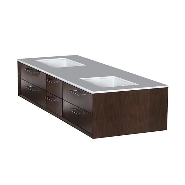 Lacava - Gemelli Quartz Surface Countertop With Two Cut-Outs For Under Mount Sink-5452Un For Wall-Mount Under-Counter Vanity