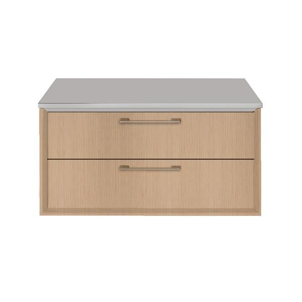 Lacava - Gemelli Cabinet Of Wall-Mount Under-Counter Cabinet Featuring One Drawer And Solid Surface Countertop