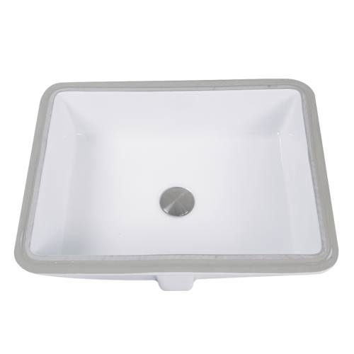 Nantucket Sinks - 17 Inch x 13 Inch Glazed Bottom Undermount Rectangle Ceramic Sink In White