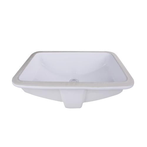 Nantucket Sinks - 18 Inch x 12 Inch Glazed Bottom Undermount Rectangle Ceramic Sink In White