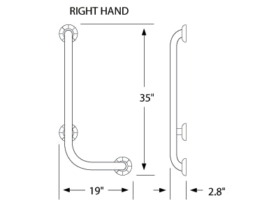 Watermark - Inch L Inch Right Hand Angle Loft 2.0 Grab Bar