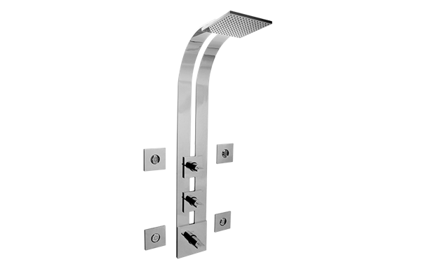 Graff - Sade/Targa/Luna Square Thermostatic Ski Shower Set w/Body Sprays - Trim Only