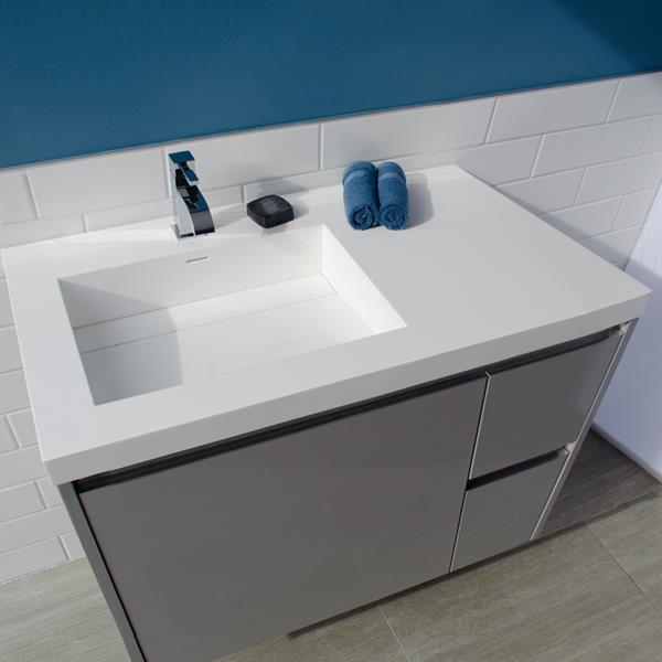 Lacava - Kubista Vanity-Top Bathroom Sink Made Of Solid Surface, With An Overflow And Decorative Drain Cover