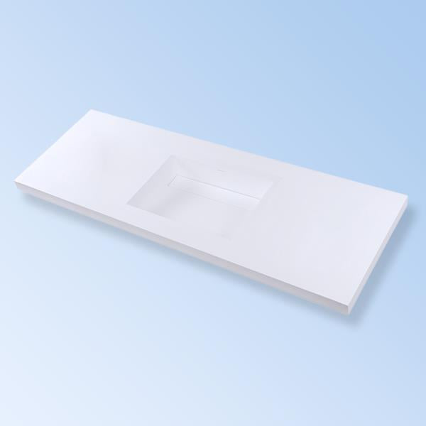 Lacava - Kubista Vanity-Top Center-Bowl Bathroom Sink Made Of Solid Surface, With An Overflow And Decorative Drain Cover