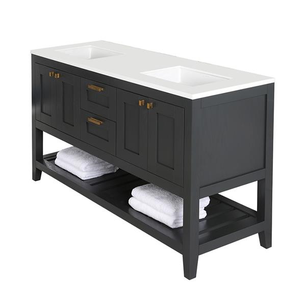 Lacava - Stile Free Standing Under-Counter Double Vanity With Two Sets Of Doors(Knobs Included)On Both Sides