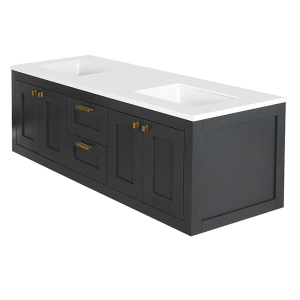 Lacava - Stile Wall-Mount Under-Counter Double Vanity With Two Sets Of Doors(Knobs Included)On Both Sides