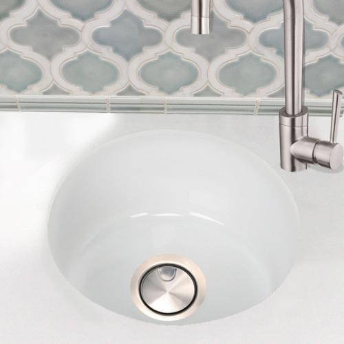 Nantucket Sinks - 18 inch Fireclay Round Bar-Prep Sink