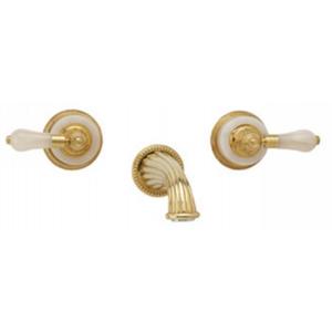 Phylrich - Versailles Wall Tub Set, Pink Onyx Handle - Trim Only