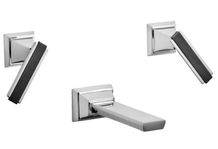 Phylrich - Waveland Wall Mount Tub Set, Lever Handles With Gloss Black Accents