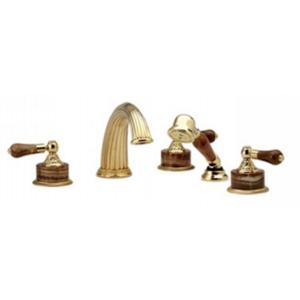 Phylrich - Versailles Deck Mounted Tub Set W/Hand Shower, Brown Onyx Handle - Trim Only