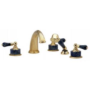 Phylrich - Versailles Deck Mounted Tub Set W/Hand Shower, Bleu Sodalite Handle - Trim Only