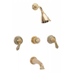 Phylrich - Regent Three Handle Tub and Shower Set, Green Onyx Handle - Trim Only