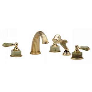 Phylrich - Regent Deck Mounted Tub Set W/Hand Shower, Green Onyx Handle - Trim Only