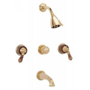Phylrich - Regent Three Handle Tub and Shower Set, Brown Onyx Handle - Trim Only