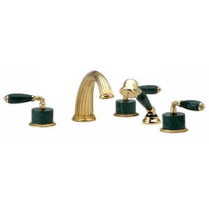 Phylrich - Valencia Deck Mounted Tub Set W/Hand Shower Green Marble Lever Handles - Trim Only
