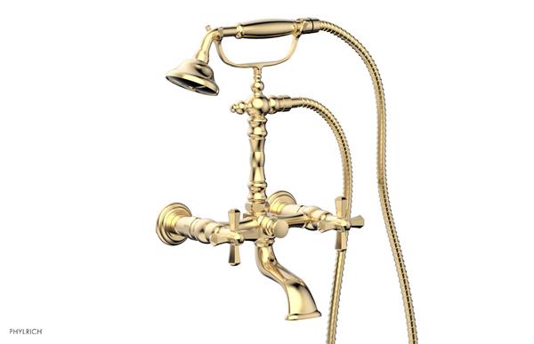 Phylrich - Le Verre & La Crosse Exposed Tub & Hand Shower - Cross Handle