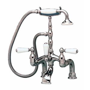Phylrich - Old Tyme Deck Mounted Exposed Tub & Shower, Porcelain Lever Handles