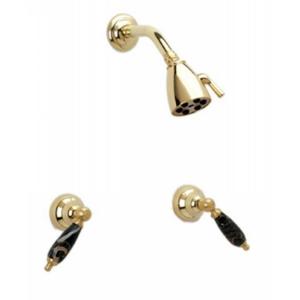 Phylrich - Carrara Two Handle Shower Set, Black Marble Lever Handles - Trim Only