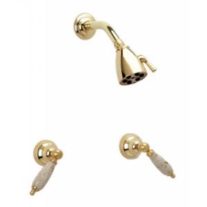 Phylrich - Carrara Two Handle Shower Set, Beige Marble Lever Handles - Trim Only