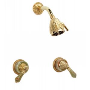 Phylrich - Versailles Two Handle Shower Set, Green Onyx Handle - Trim Only