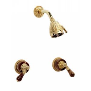 Phylrich - Versailles Two Handle Shower Set, Brown Onyx Handle - Trim Only