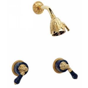 Phylrich - Versailles Two Handle Shower Set, Bleu Sodalite Handle - Trim Only