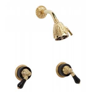 Phylrich - Versailles Two Handle Shower Set, Black Onyx Handle - Trim Only