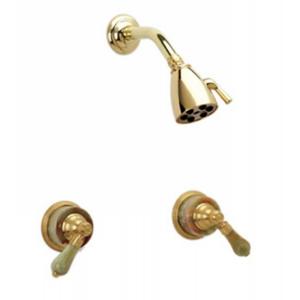 Phylrich - Regent Two Handle Shower Set, Green Onyx Handle - Trim Only