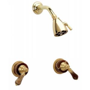 Phylrich - Regent Two Handle Shower Set, Brown Onyx Handle - Trim Only